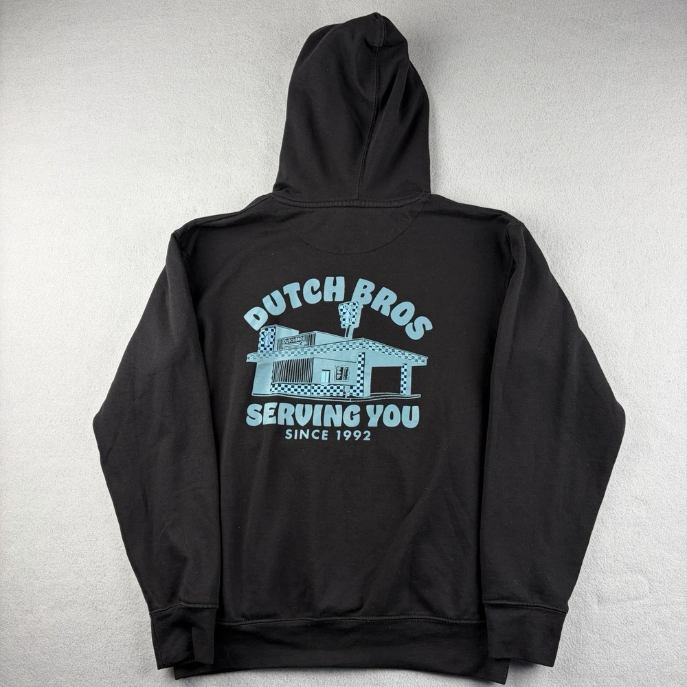 Dutch Bros Coffee Serving You Since 1992 Black Graphic Hoodie Size Small